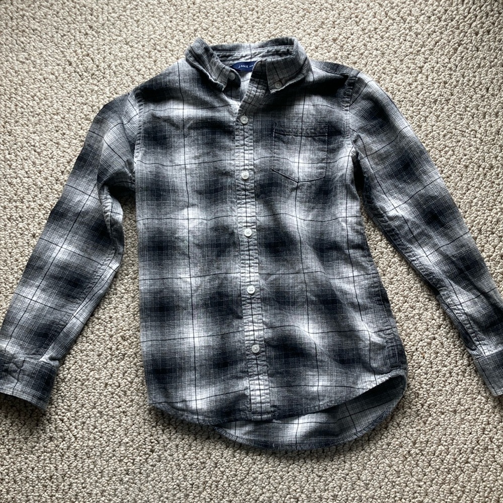 Janie and Jack Black and Gray Button Down Shirt